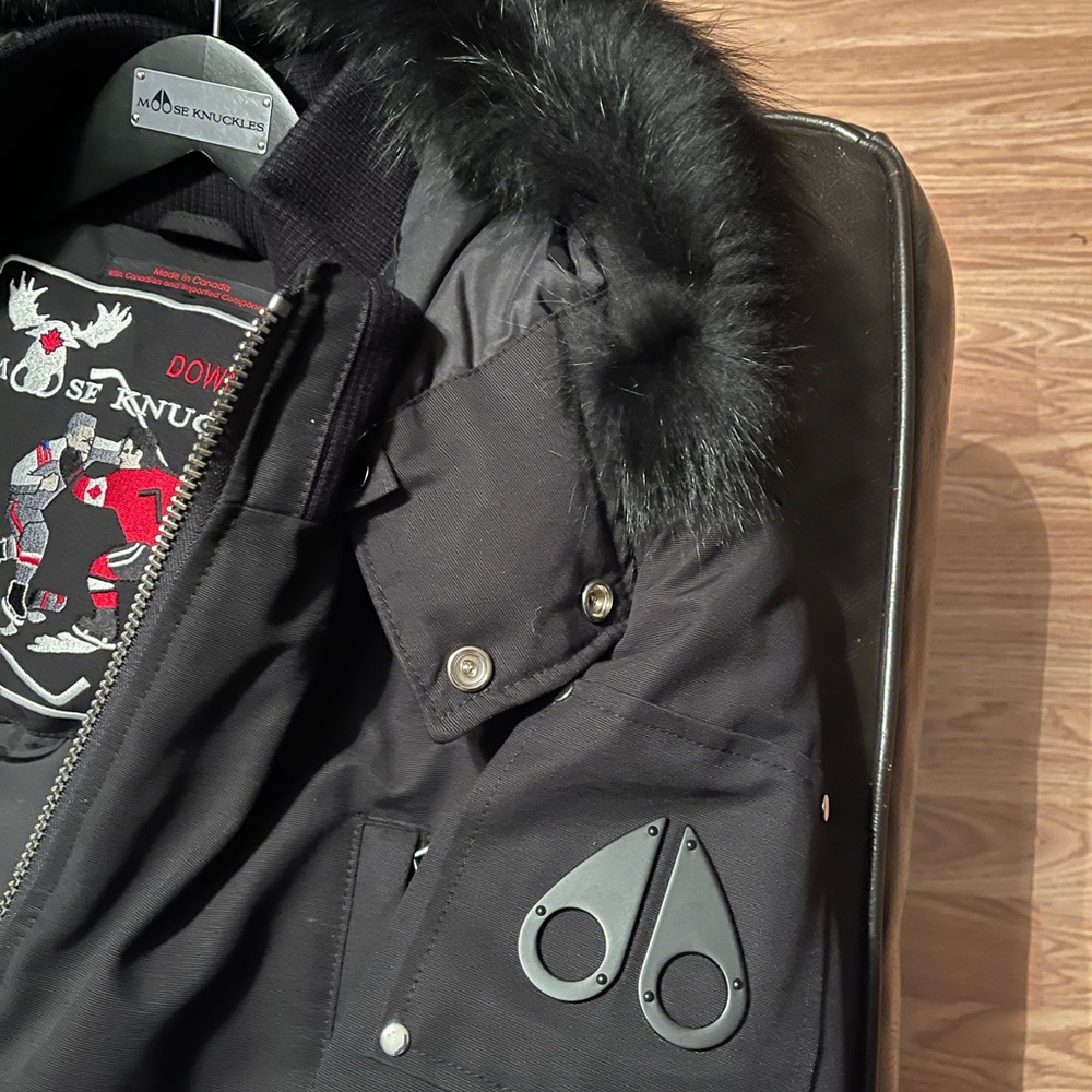 Moose knuckle jacket with fur